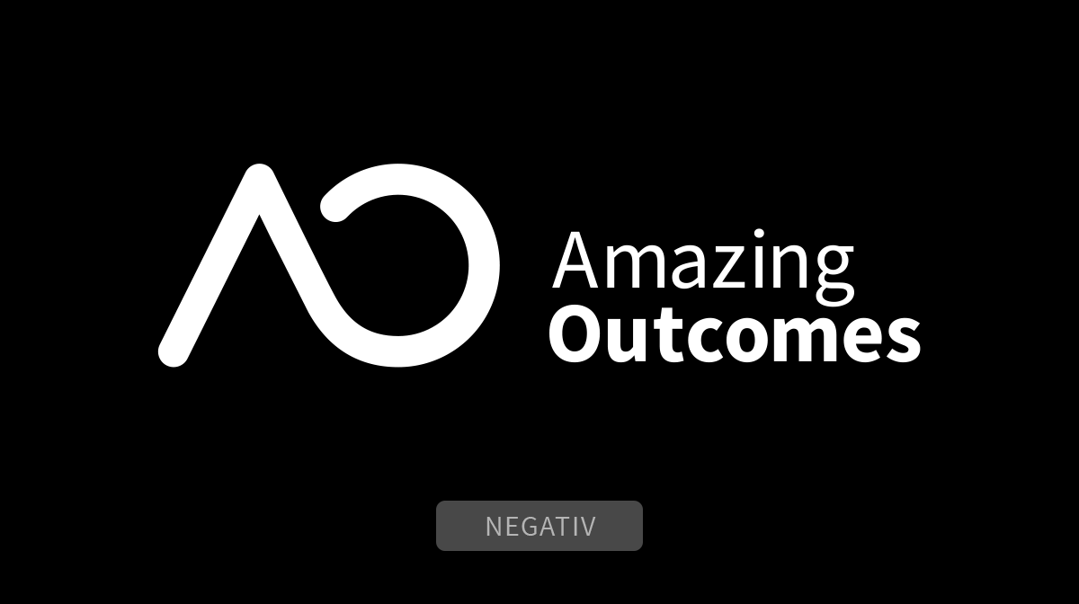 Amazing Outcomes Logo in der Negativ-Darstellung
